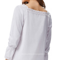 Kate Kasin Women Ladies Victorian Style Long Sleeve Square Neck 100%Cotton Nightgown Sleep Dress KK000467-1